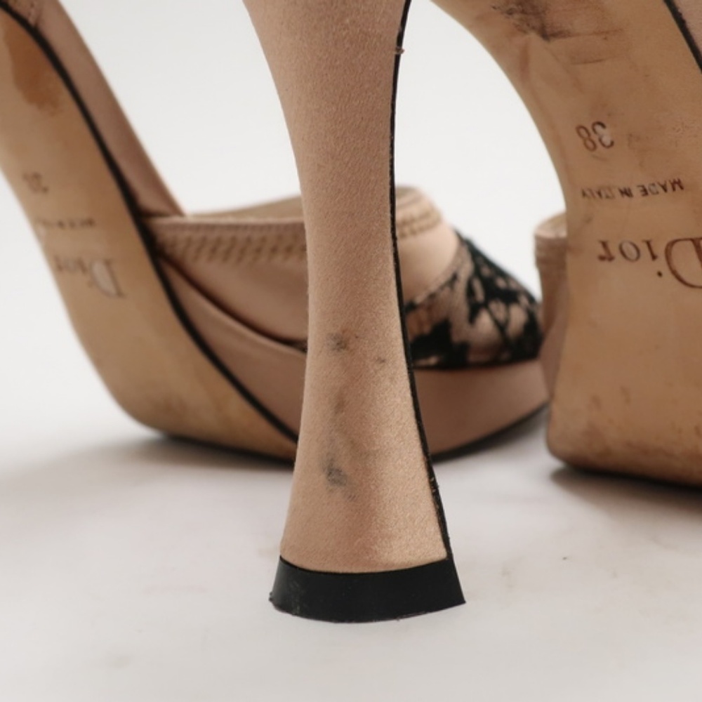 Christian Dior Satin and Lace Sandal Nude/Black - Picture 6 of 8